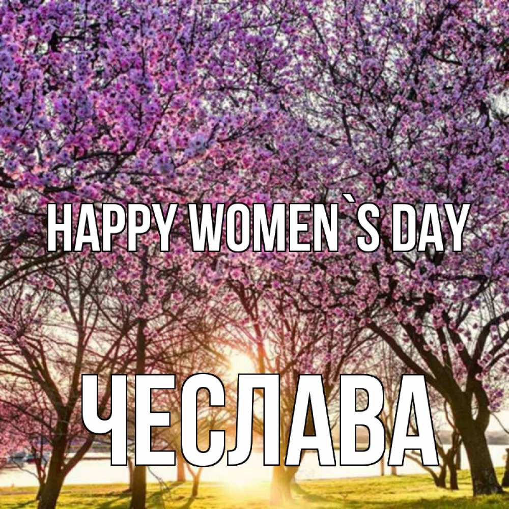 Greetings card с именем, Чеслава happy women`s day международный женский день Greetings with text for free download 